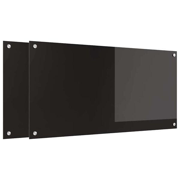 vidaXL Πίσω Πάνελ Κουζίνας Μαύρο 100 x 50 cm σκληρυμένο γυαλί