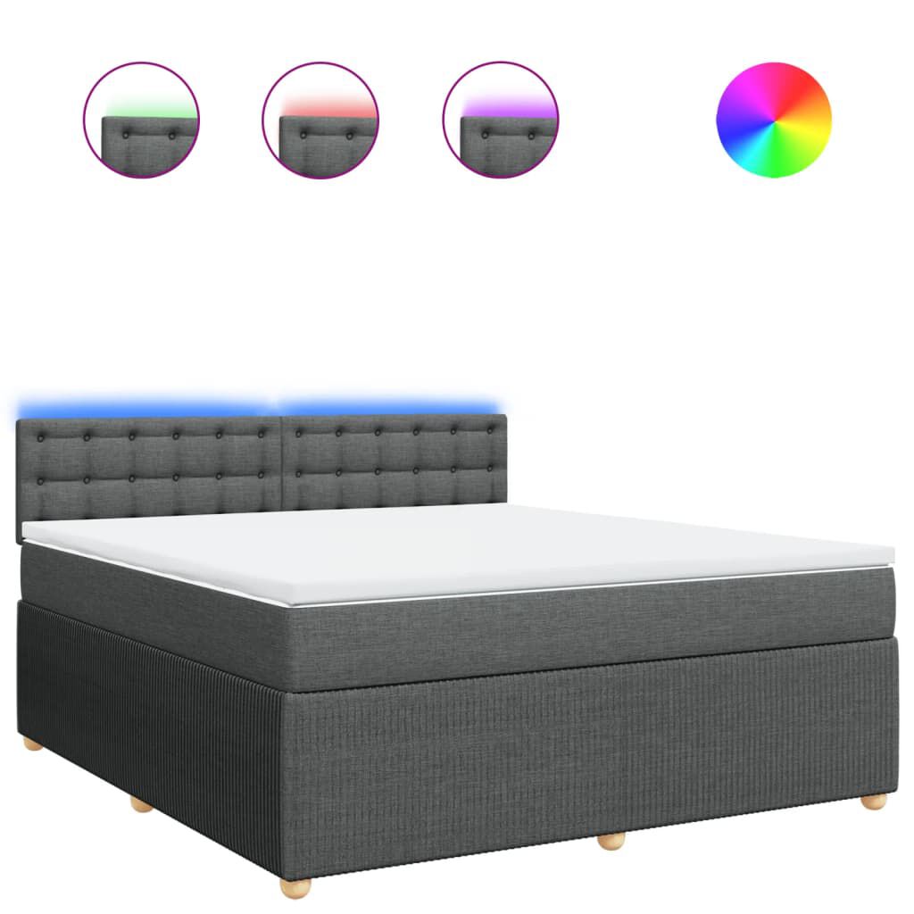 vidaXL Κρεβάτι Boxspring με Στρώμα Σκούρο Γκρι 180x200 εκ Υφασμάτιν