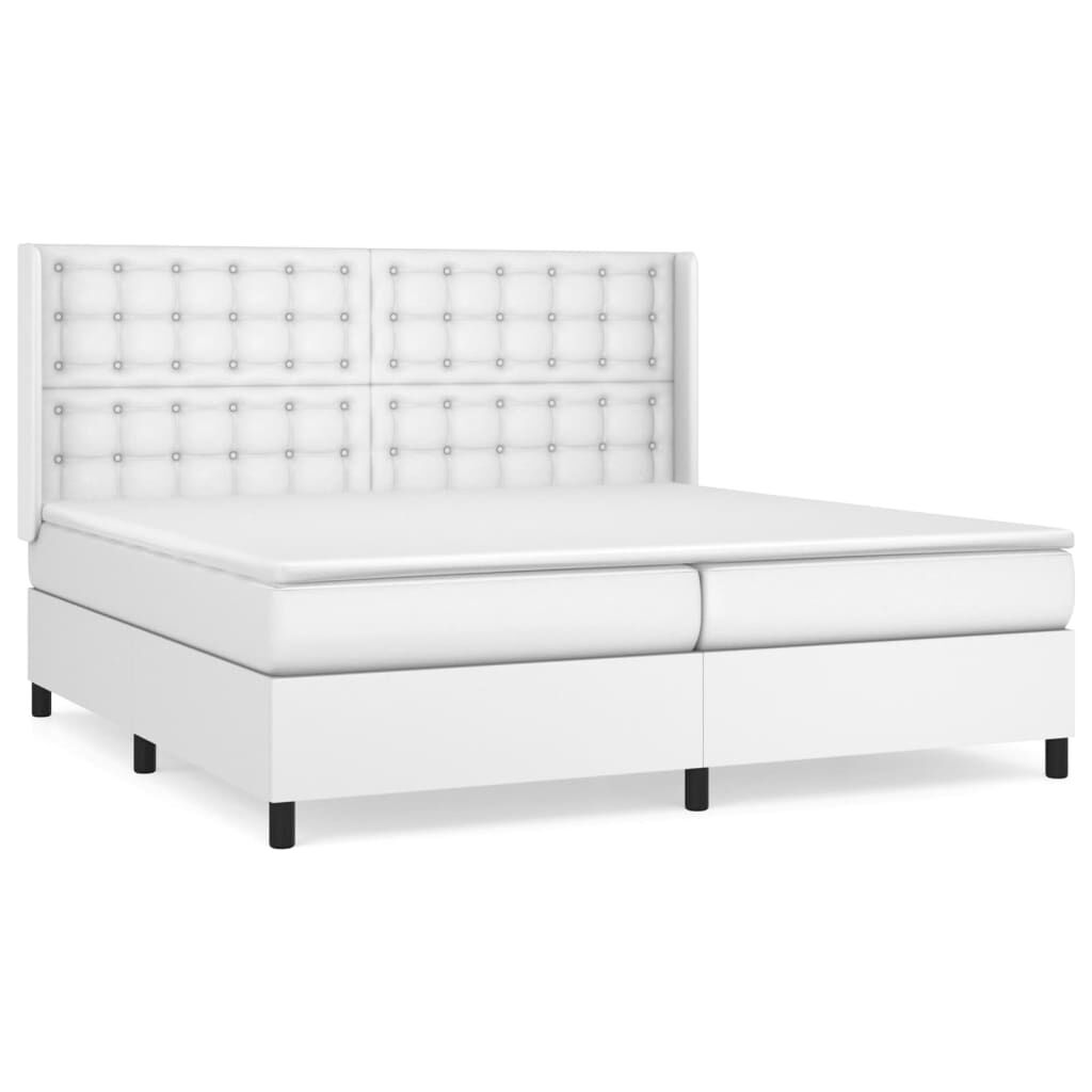 vidaXL Κρεβάτι Boxspring με Στρώμα Λευκό 200x200 εκ. Συνθετικό Δέρμα