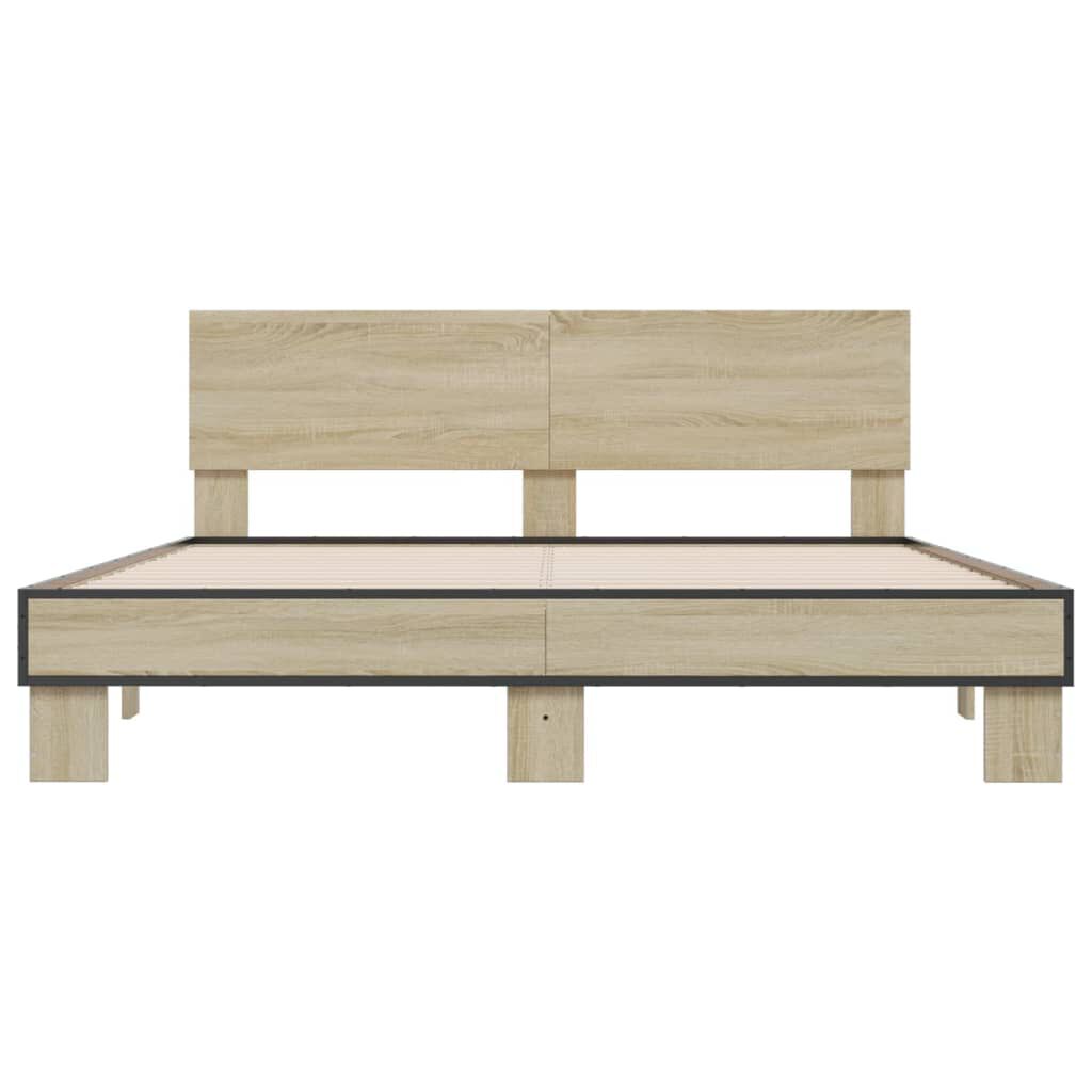 vidaXL Πλαίσιο Κρεβατιού Sonoma Δρυς 160x200 εκ. Επεξ. Ξύλο & Μέταλλο