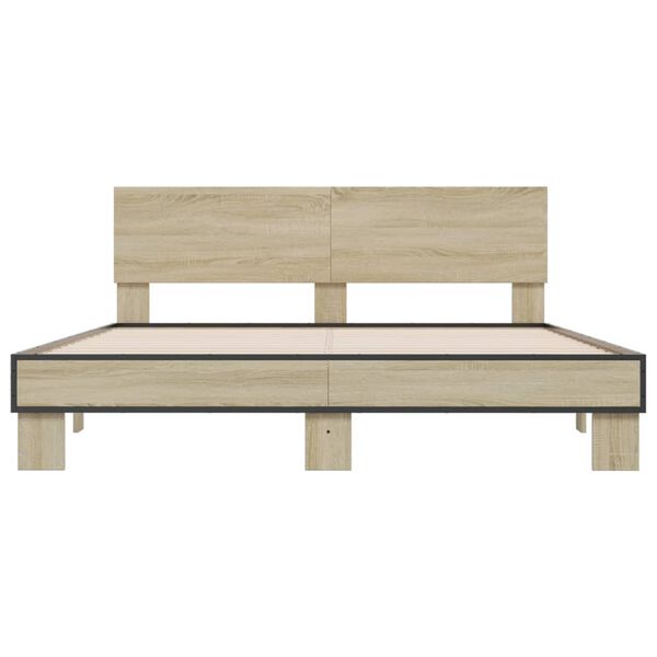 vidaXL Πλαίσιο Κρεβατιού Sonoma Δρυς 160x200 εκ. Επεξ. Ξύλο & Μέταλλο
