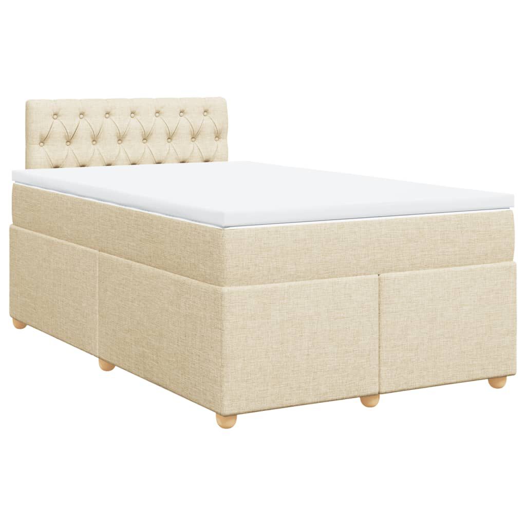 vidaXL Κρεβάτι Boxspring με Στρώμα Κρεμ 120x190 εκ. Υφασμάτινο