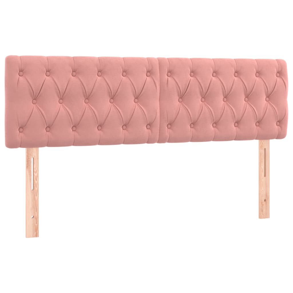 vidaXL Κρεβάτι Boxspring με Στρώμα & LED Ροζ 140x200 εκ. Βελούδινο