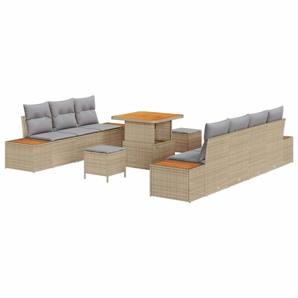 vidaXL Σετ Καναπέ Κήπου 10 pcs Μπέζ και Ανοιχτό Γκρι 80 x 80 x 71 cm