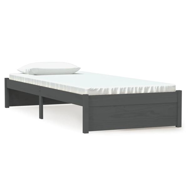 vidaXL Πλαίσιο Κρεβατιού Γκρι 75 x 190 εκ. από Μασίφ Ξύλο Small Single