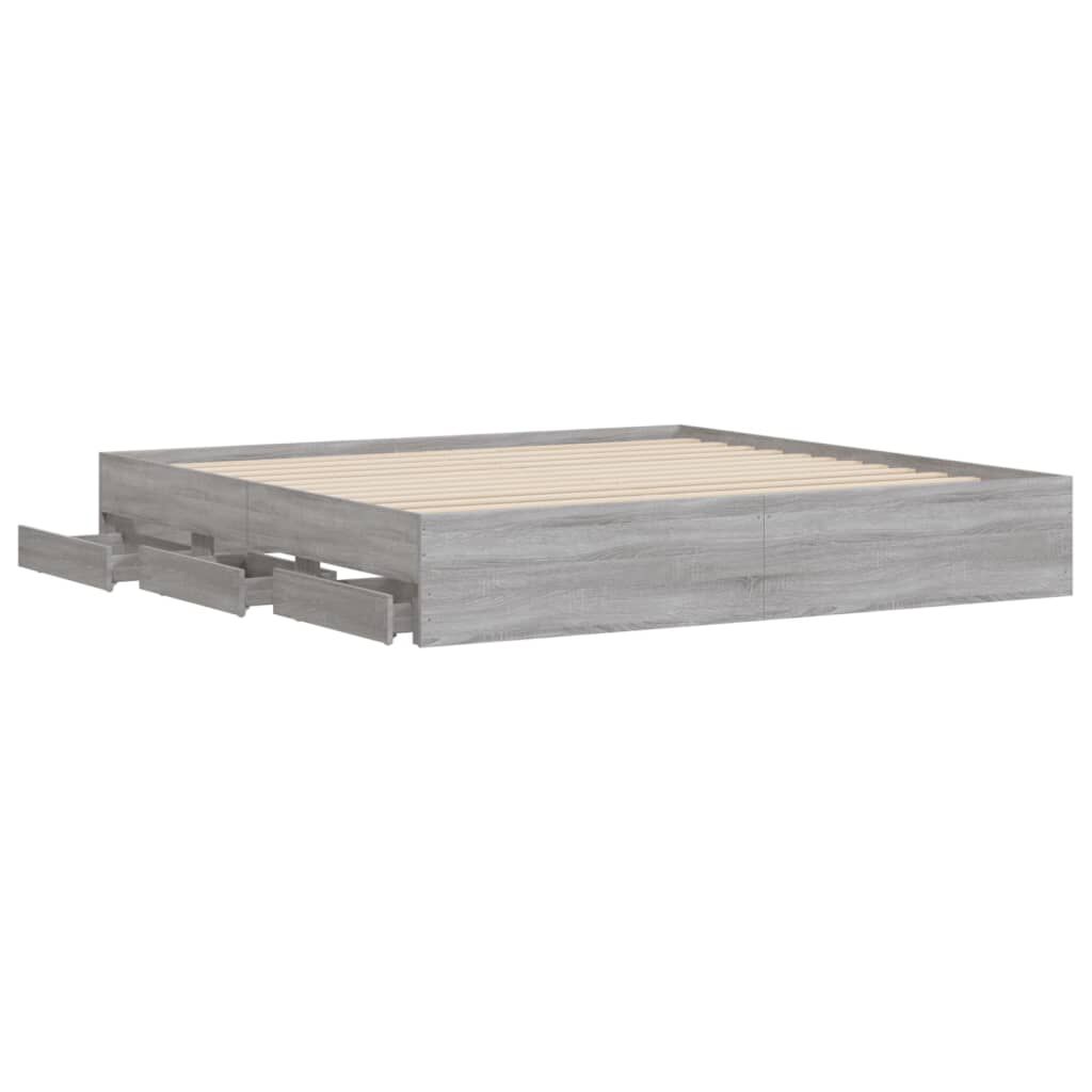 vidaXL Πλαίσιο Κρεβατιού με συρτάρια Γκρι sonoma 160x200εκ. Επεξ. Ξύλο