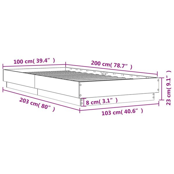 vidaXL Πλαίσιο Κρεβατιού με λυχνίες LED Λευκό 100 x 200 εκ.
