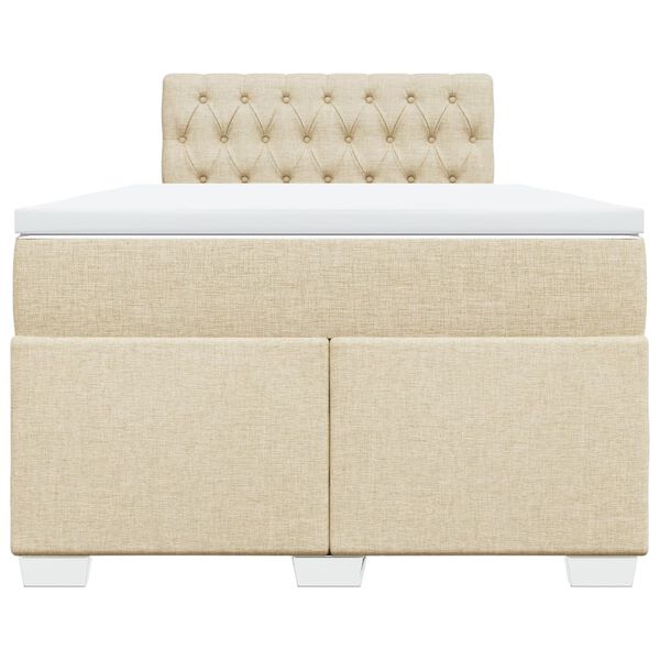 vidaXL Κρεβάτι Boxspring με Στρώμα Κρεμ 120x200 εκ. Υφασμάτινο