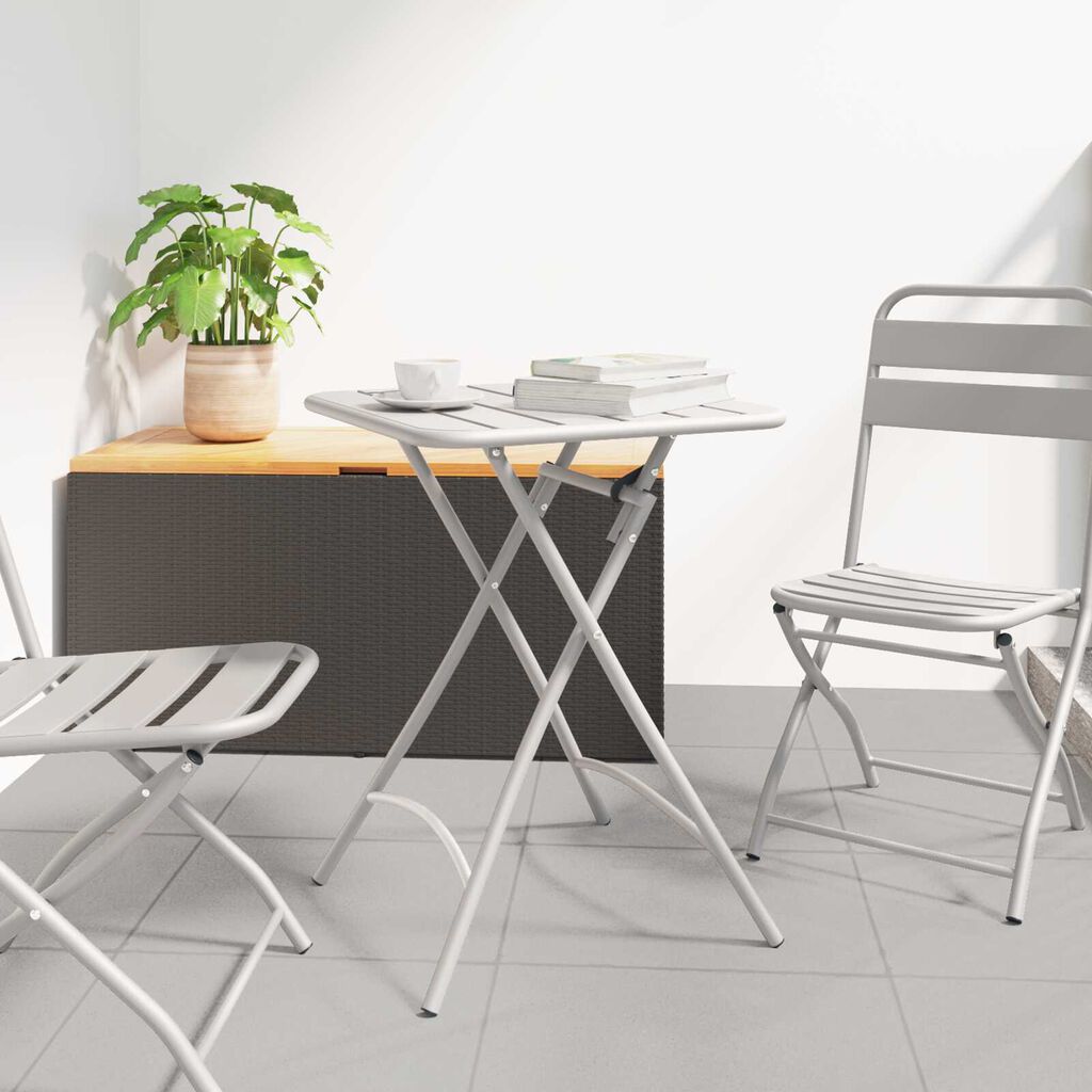 vidaXL Πτυσσόμενο Τραπέζι Κήπου Μπεζ 55x55x73 εκ. Χάλυβας