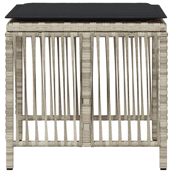 vidaXL Σκαμπό Κήπου 4 τεμ. Αν. Γκρι 41x41x36 εκ. Συνθ. Ρατάν Μαξιλάρια