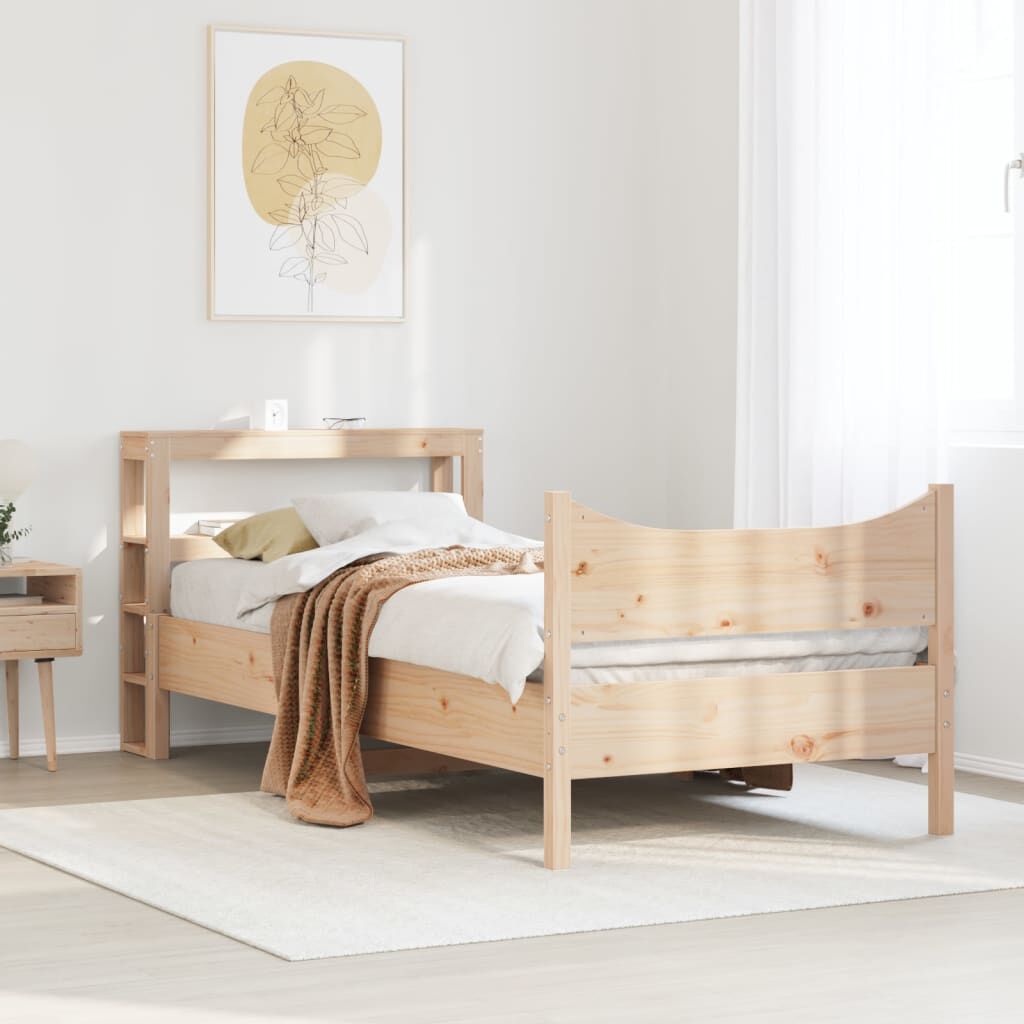 vidaXL Πλαίσιο Κρεβατιού με Κεφαλάρι 90 x 190εκ. από Μασίφ Ξύλο Πεύκου