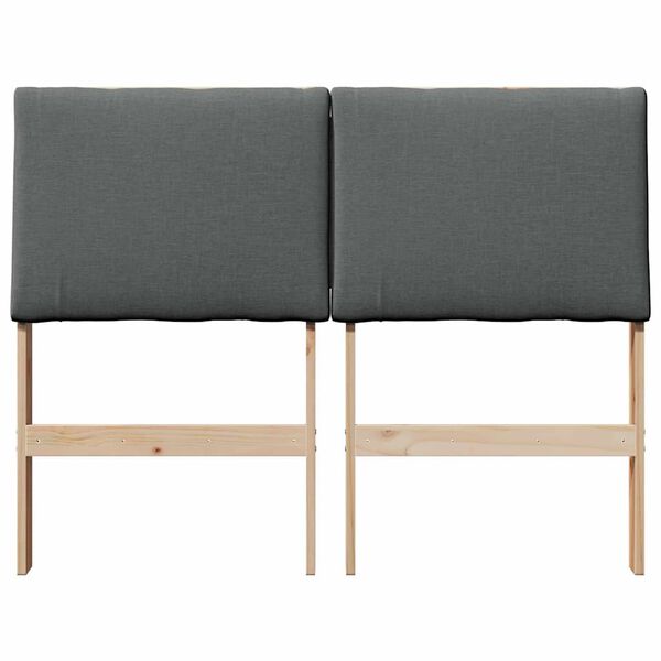 vidaXL Ταπετσαρισμένο κεφαλάρι Σκούρο Γκρι 120 cm Στερεά ξυλεία πεύκου