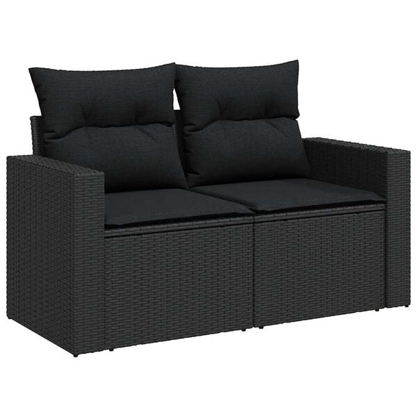 vidaXL Σετ Καναπέ Κήπου με μαξιλάρι 11 pcs Μαύρο 90 x 55 x 71 cm