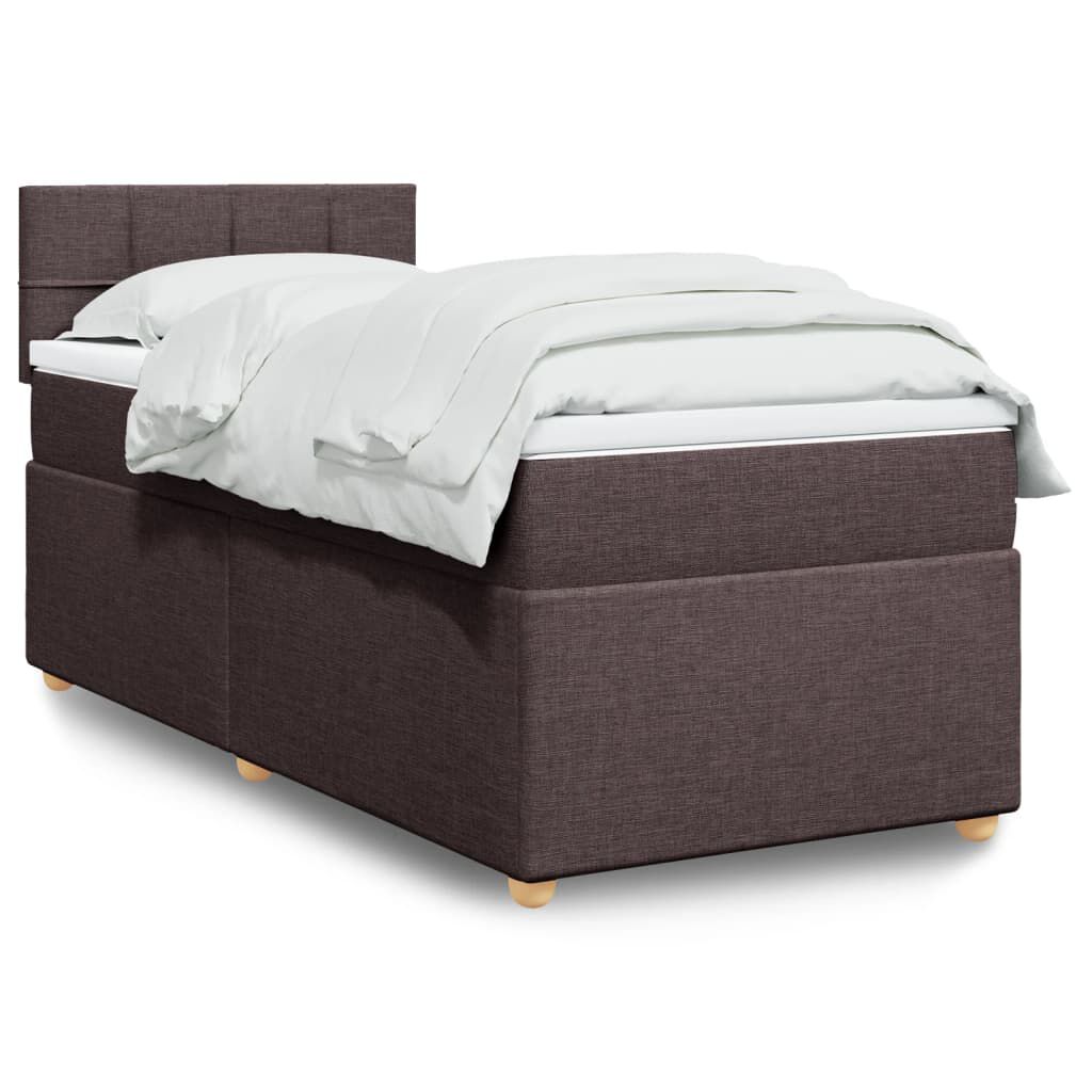 vidaXL Κρεβάτι Boxspring με Στρώμα Σκούρο Καφέ 90x190 εκ. Υφασμάτινο