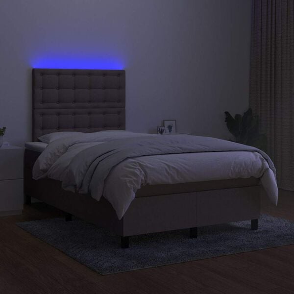 vidaXL &Kappa;&rho;&epsilon;&beta;ά&tau;&iota; Boxspring &mu;&epsilon; &Sigma;&tau;&rho;ώ&mu;&alpha; & LED Taupe 120x190 &epsilon;&kappa;. &Upsilon;&phi;&alpha;&sigma;&mu;ά&tau;&iota;&nu;&omicron;