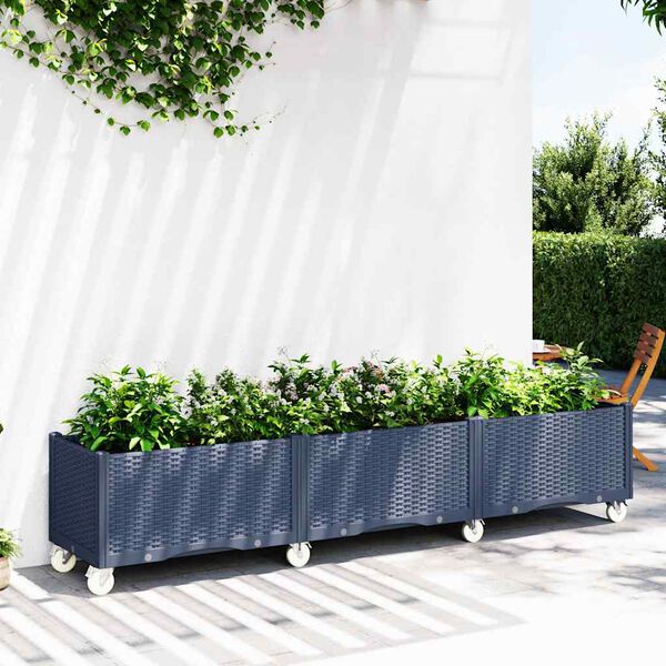 vidaXL Ζαρντινιέρα Κήπου με Πόδια Μπλε Γκρι 240x50x54εκ. από Πολυπροπυλένιο