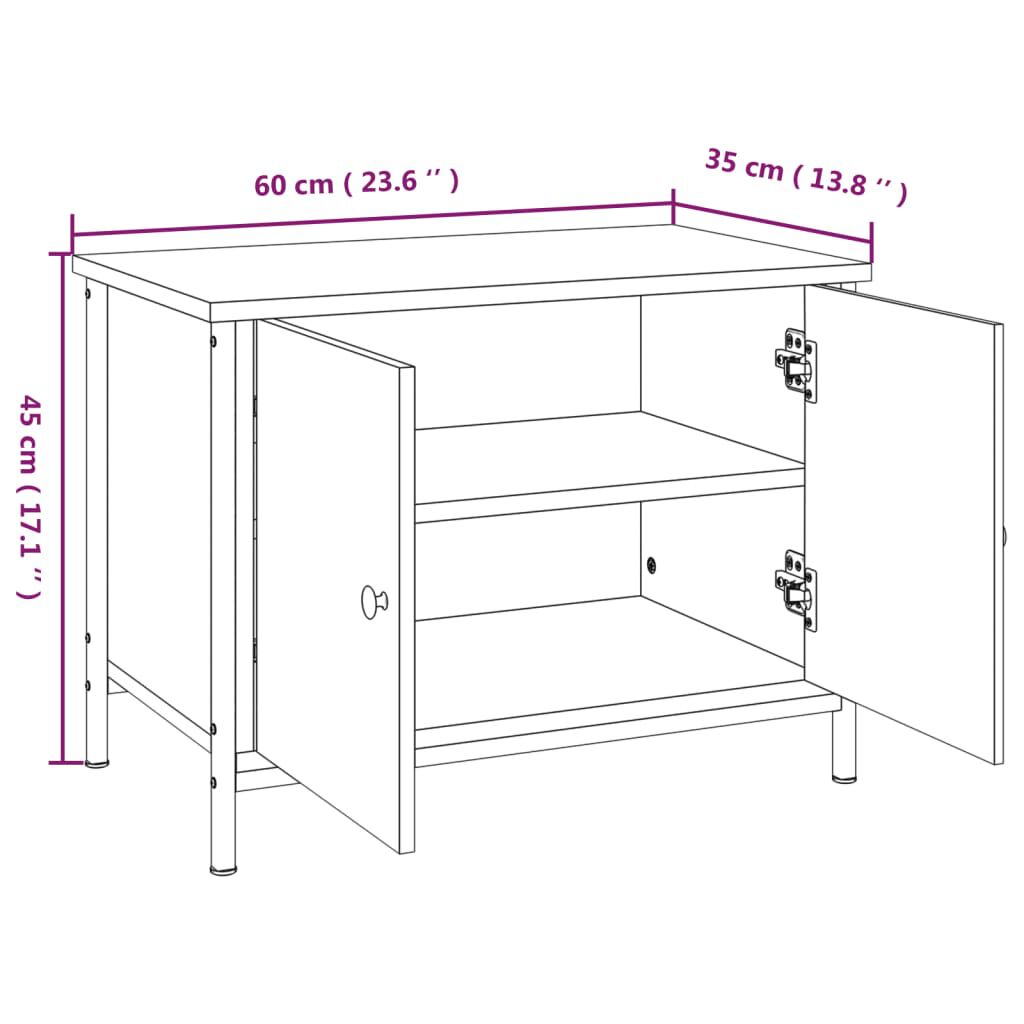 vidaXL Έπιπλο Τηλεόρασης με Πόρτες Καφέ Δρυς 60x35x45 εκ. Επεξ. Ξύλο