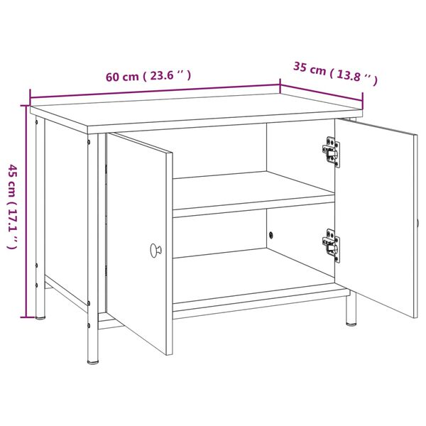 vidaXL Έπιπλο Τηλεόρασης με Πόρτες Καφέ Δρυς 60x35x45 εκ. Επεξ. Ξύλο