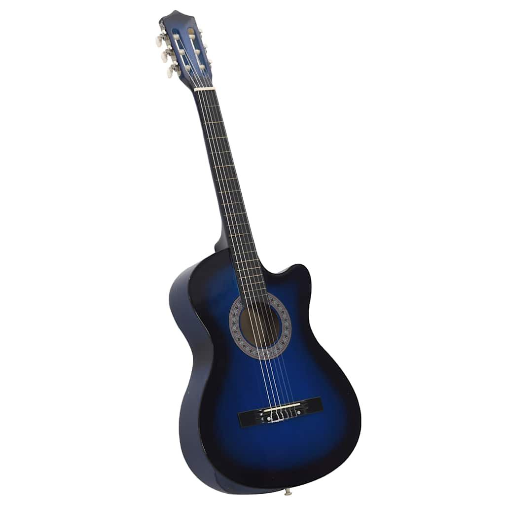 vidaXL Κιθάρα Western Classical Cutaway Σετ 12 Τεμ. 6 Χορδές Μπλε 38"