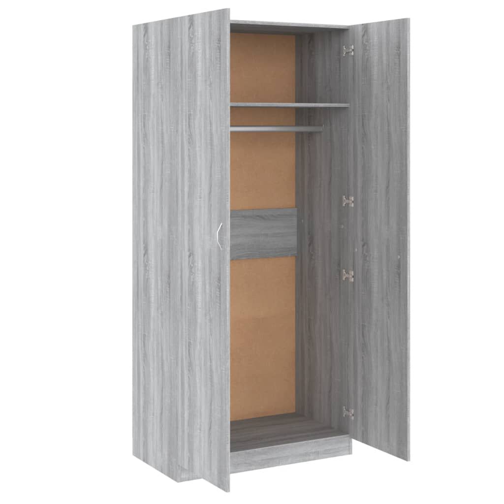 vidaXL Ντουλάπα Γκρι Sonoma 90 x 52 x 200 εκ. από Επεξεργασμένο Ξύλο
