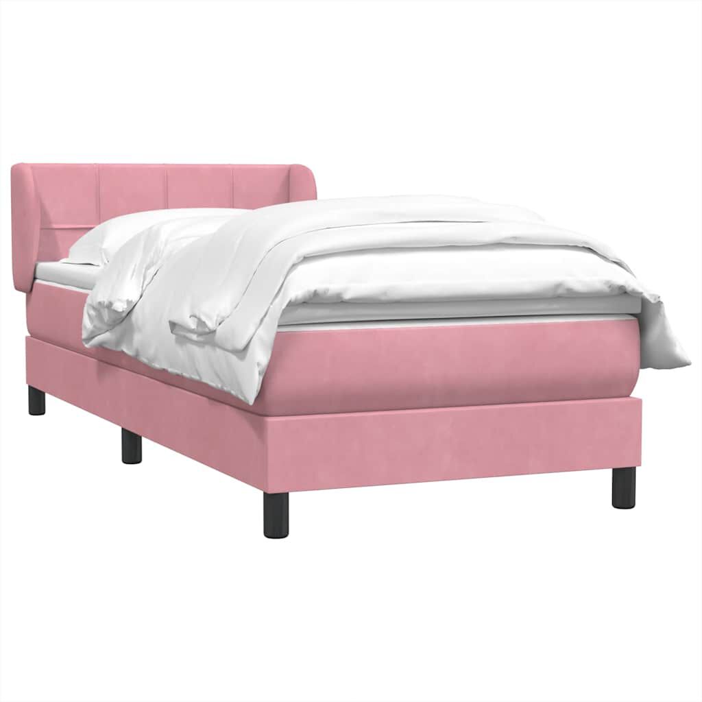 vidaXL Box Spring κρεβάτι με στρώμα ροζ 80x210 εκ. Βελούδινο