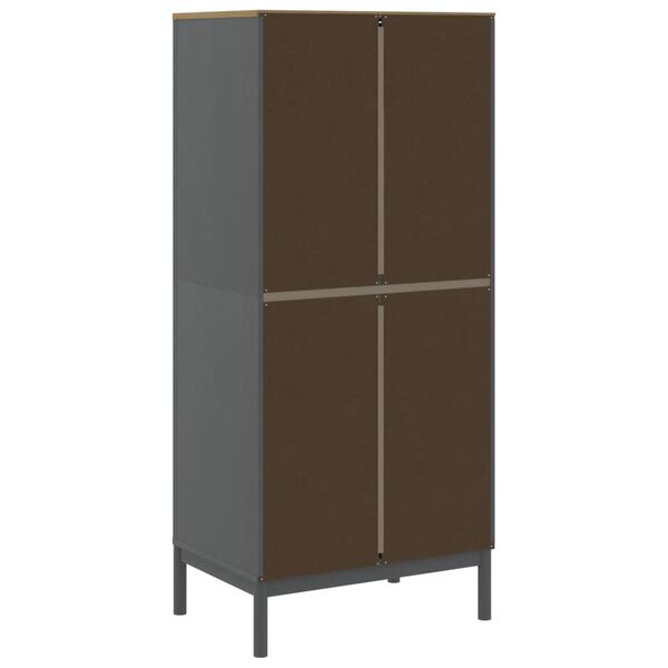 vidaXL Ντουλάπα FLORO Γκρι 77 x 53 x 171 εκ. από Μασίφ Ξύλο Πεύκου