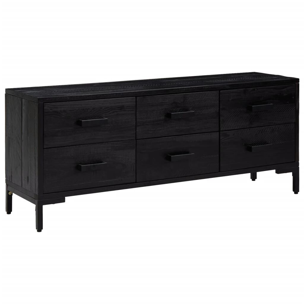 vidaXL Ντουλάπι Αποθήκευσης Μαύρο 110x30x45 εκ. από Μασίφ Ξύλο Πεύκου