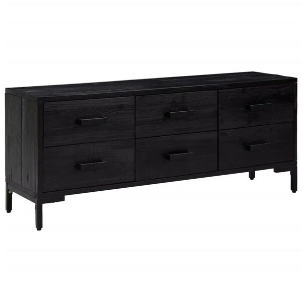 vidaXL Ντουλάπι Αποθήκευσης Μαύρο 110x30x45 εκ. από Μασίφ Ξύλο Πεύκου