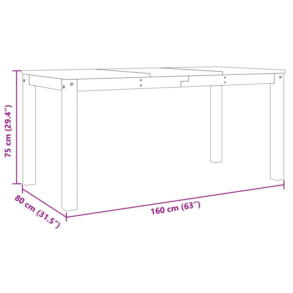 vidaXL Τραπεζαρία Panama 160 x 80 x 75 εκ. από Μασίφ Ξύλο Πεύκου