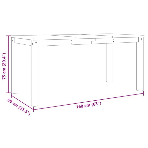 vidaXL Τραπεζαρία Panama 160 x 80 x 75 εκ. από Μασίφ Ξύλο Πεύκου