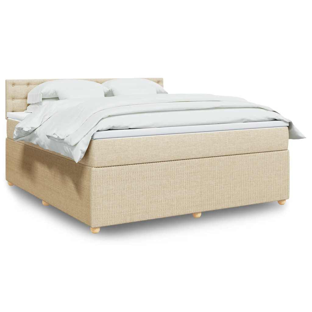 vidaXL Κρεβάτι Boxspring με Στρώμα Κρεμ 180x200 εκ. Υφασμάτινο