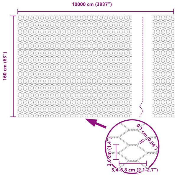 vidaXL Hexagon Περίφραξη Πράσινη 1.6x100 μ Ατσάλι