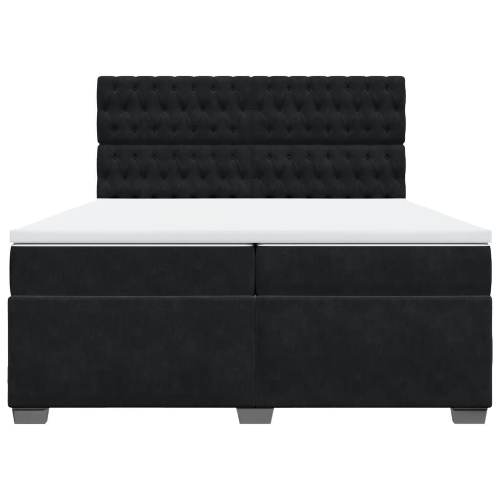 vidaXL Κρεβάτι Boxspring με Στρώμα Μαύρο 200x200 εκ. Βελούδινο