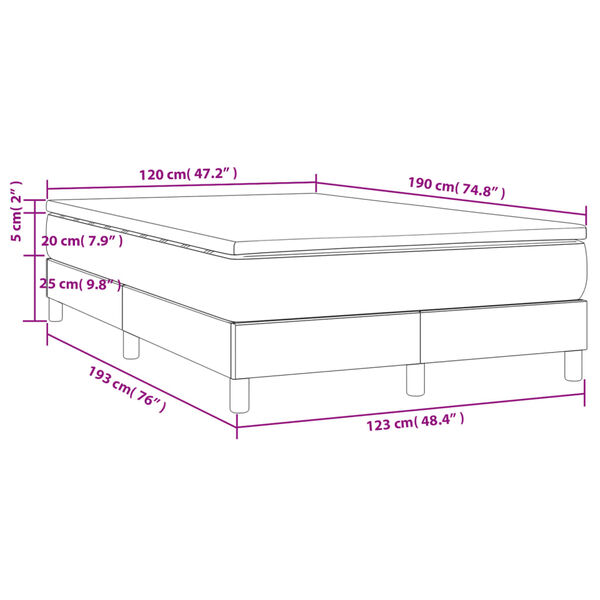 vidaXL Κρεβάτι Boxspring με Στρώμα Μαύρο 120x190 εκ. Βελούδινο