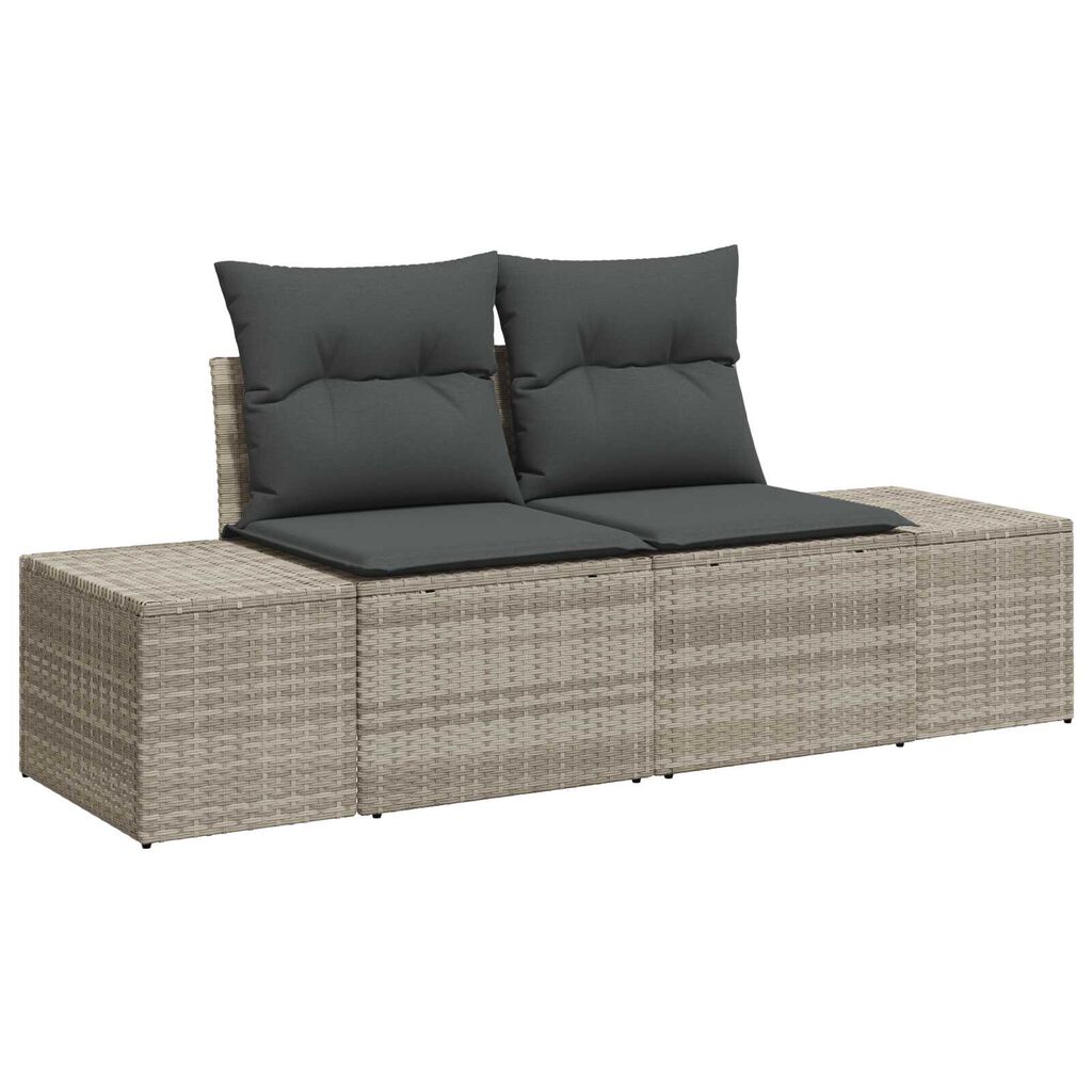 vidaXL Σετ Καναπέ Κήπου με μαξιλάρι 10 pcs Ανοιχτό γκρι Πολυ ράταν