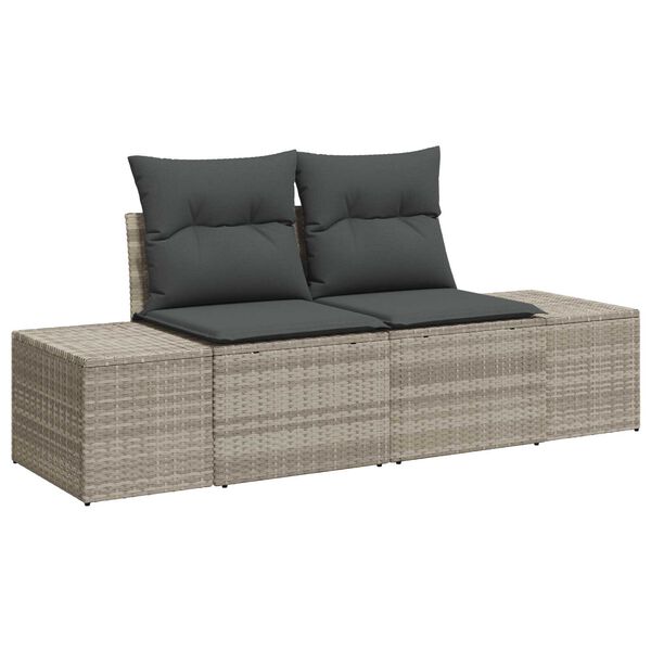 vidaXL Σετ Καναπέ Κήπου με μαξιλάρι 10 pcs Ανοιχτό γκρι Πολυ ράταν