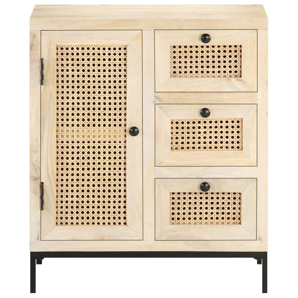 vidaXL Ντουλάπι 60x35x70 εκ. Μασίφ Ξύλο Μάνγκο και Φυσικό Ζαχαροκάλαμο