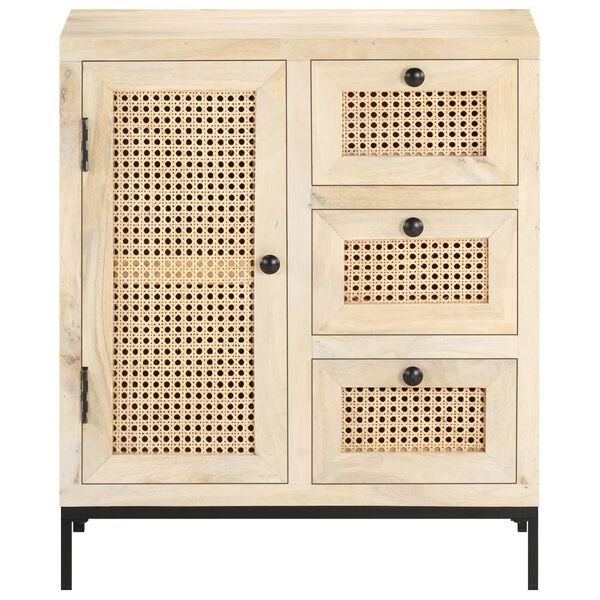 vidaXL Ντουλάπι 60x35x70 εκ. Μασίφ Ξύλο Μάνγκο και Φυσικό Ζαχαροκάλαμο