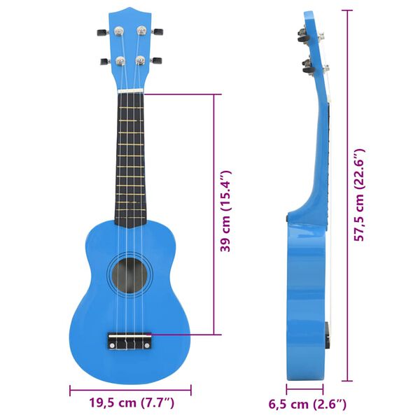 vidaXL Γιουκαλίλι Σοπράνο Σετ Παιδικό Γαλάζιο 23'' με Θήκη