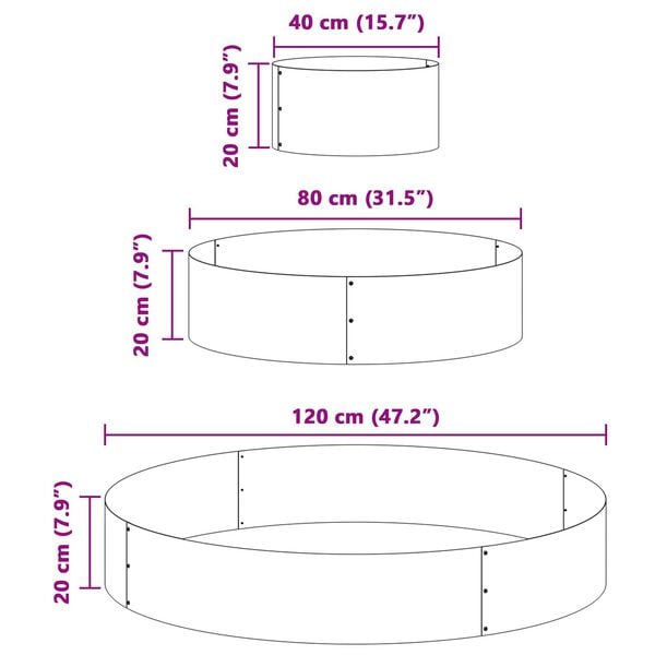 vidaXL Γλάστρα Κήπου Ασημί 120 x 120 x 20 εκ. Ανοξείδωτο ατσάλι
