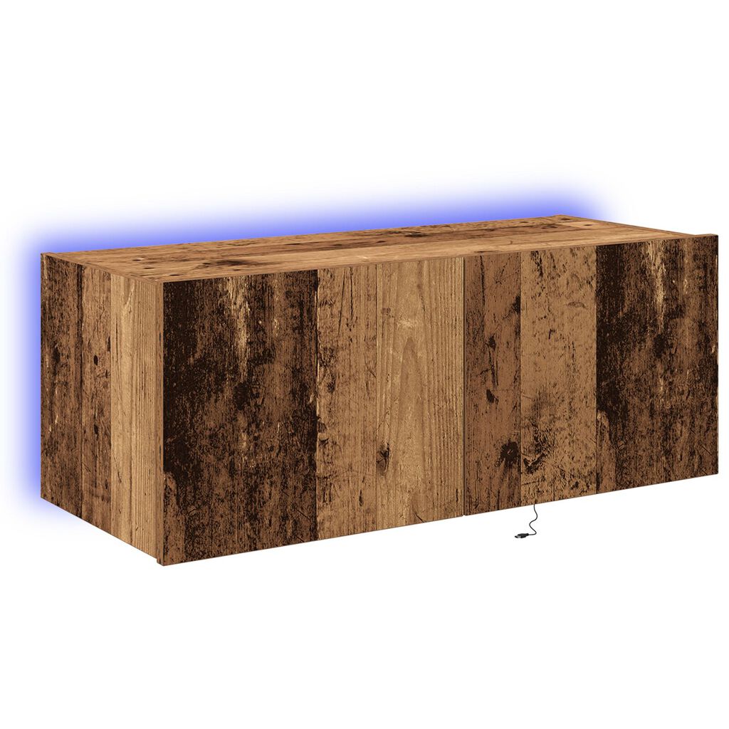 vidaXL Ντουλάπι τοίχου TV με φώτα LED παλιού ξύλου 80x35x31 εκ.