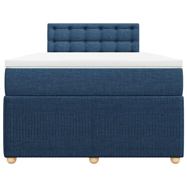 vidaXL Κρεβάτι Boxspring με Στρώμα Μπλε 120x190 εκ. Υφασμάτινο