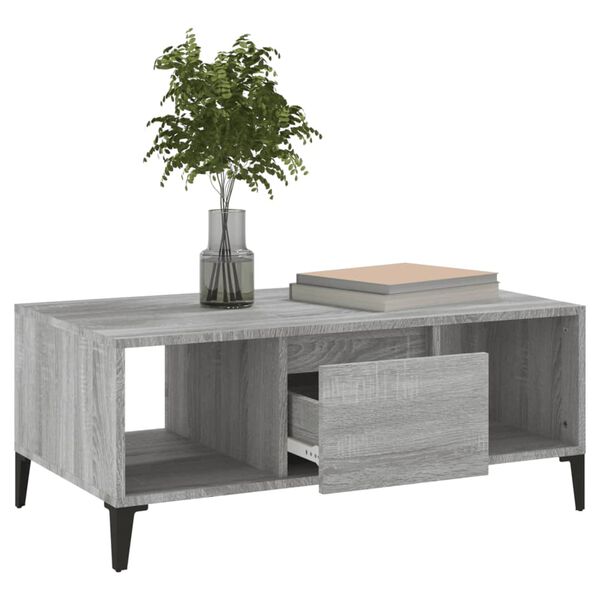 vidaXL Τραπεζάκι Σαλονιού Γκρι Sonoma 90x50x36,5εκ. Επεξεργασμένο Ξύλο