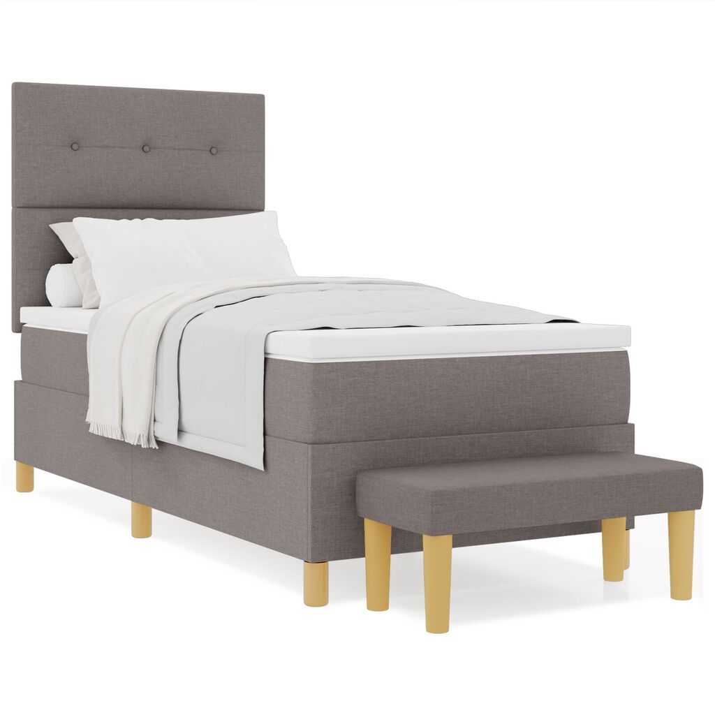κρεβάτι Box Spring με στρώμα και πάγκο vidaXL Ταπέτο 90x190 εκ. Υφάσματος