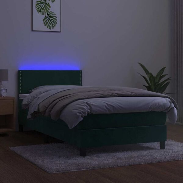 vidaXL &Kappa;&rho;&epsilon;&beta;ά&tau;&iota; Boxspring &mu;&epsilon; &Sigma;&tau;&rho;ώ&mu;&alpha; & LED &Sigma;&kappa;. &Pi;&rho;ά&sigma;&iota;&nu;&omicron; 90x190 &epsilon;&kappa; &Beta;&epsilon;&lambda;&omicron;ύ&delta;&omicron;