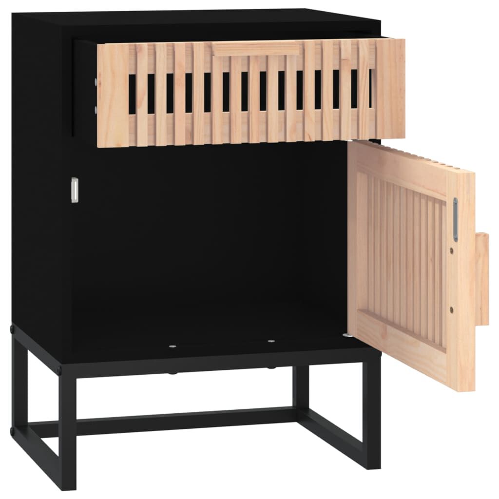 vidaXL Κομοδίνο Μαύρο 40x30x55,5 εκ. Επεξεργασμένο Ξύλο & Σίδερο