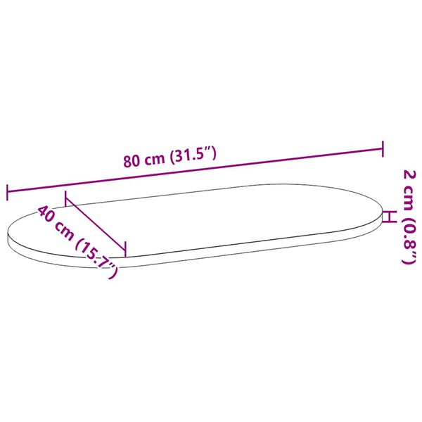 vidaXL Επιτραπέζια επιφάνεια 80x40x2 cm μασίφ ξύλο δρυς οβάλ