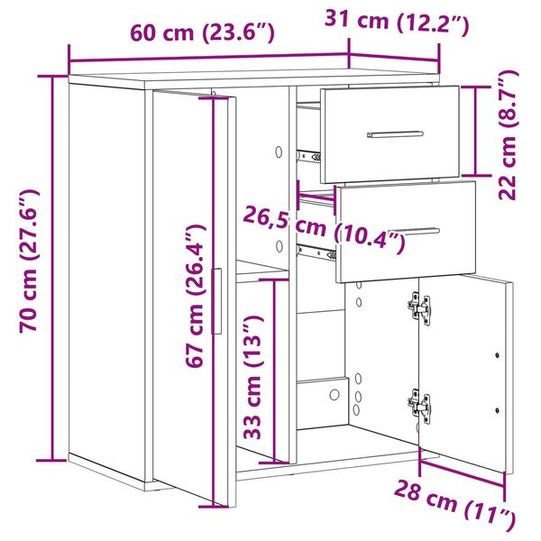 vidaXL Πλαϊνό γραφείο Παλιό ξύλο 60 x 31 x 70 εκ Επεξεργασμένο ξύλο