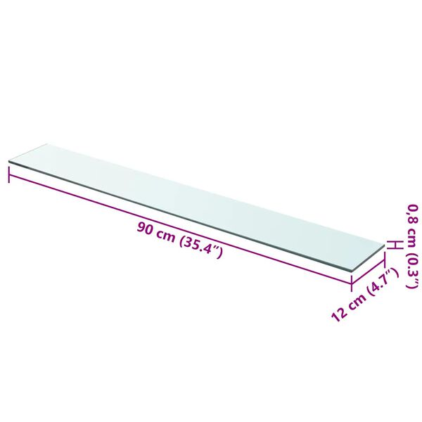 vidaXL Ράφι Πάνελ Διάφανο 90 x 12 εκ. Γυάλινο