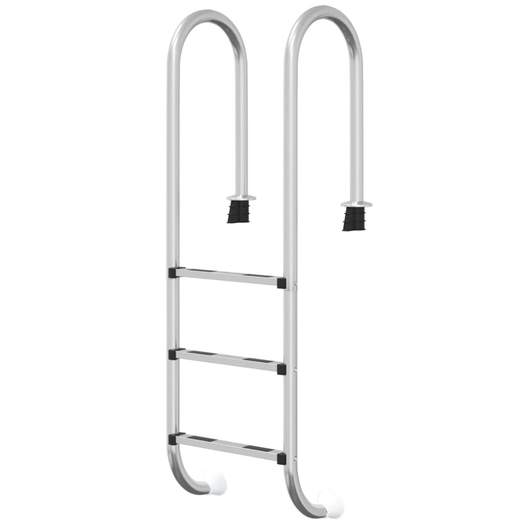 vidaXL Σκάλα Πισίνας 54 x 38 x 158 εκ. από Ανοξείδωτο Ατσάλι